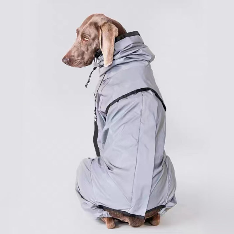 Gray Rain Coat, Jumpsuit Style, With Velcro labels Optional, Large Breeds