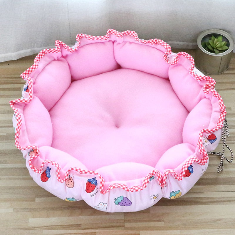 Round Plush Bed, With Adgustable Sides