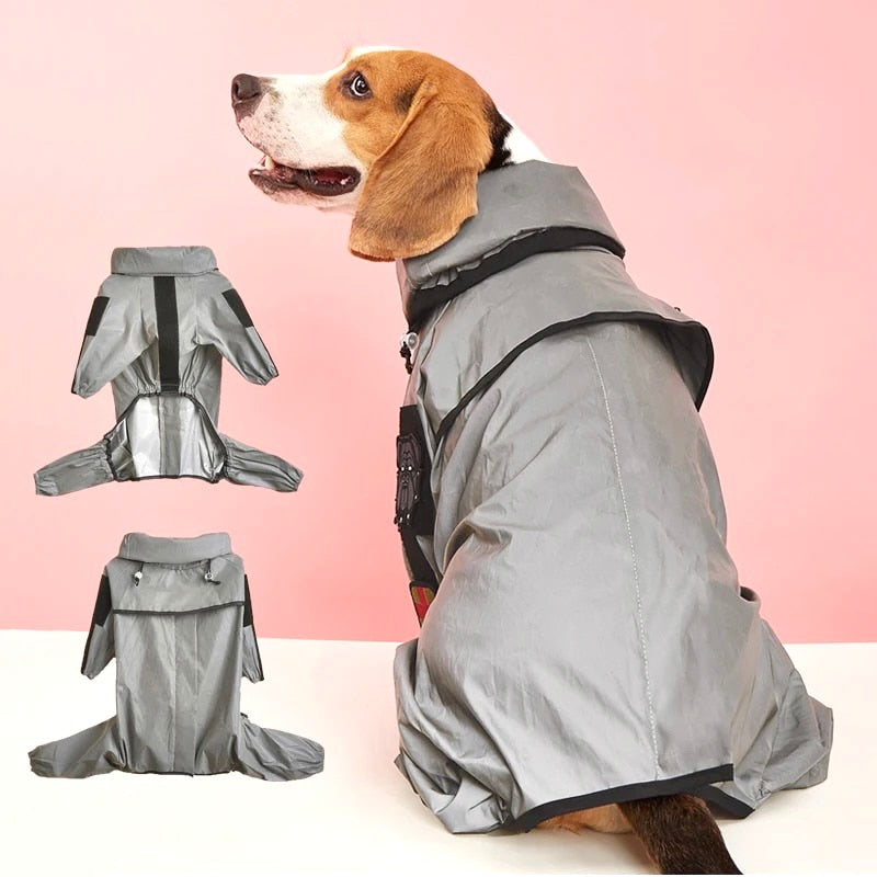 Gray Rain Coat, Jumpsuit Style, With Velcro labels Optional, Large Breeds