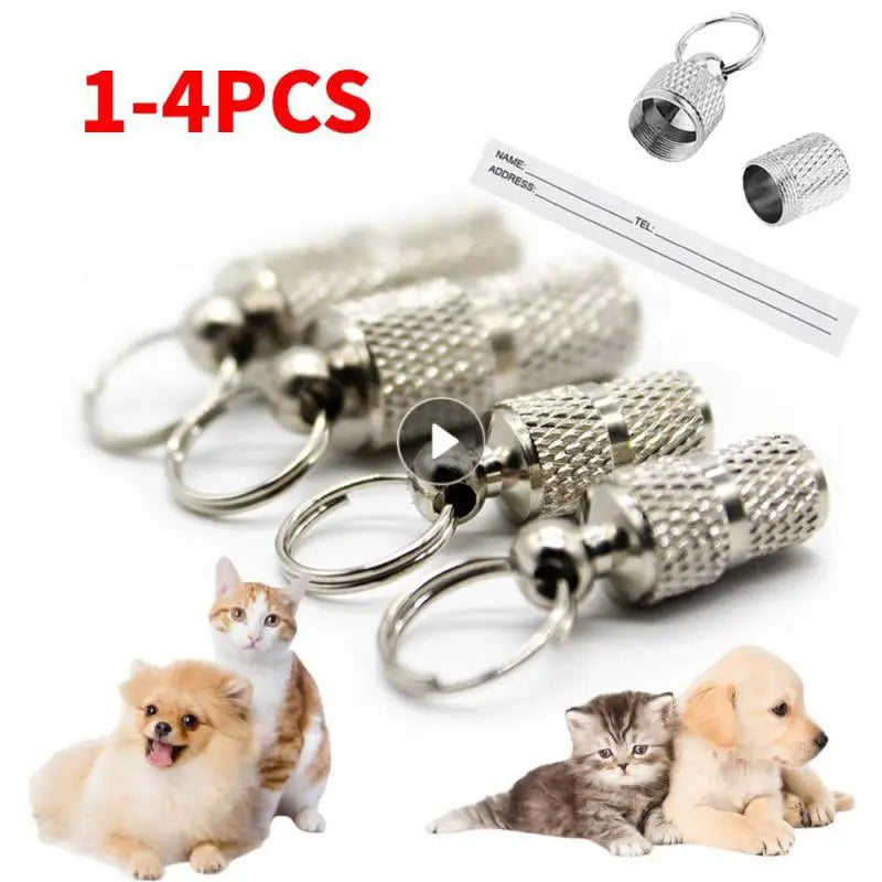 1-4PCS Silver Tube Style ID Tag