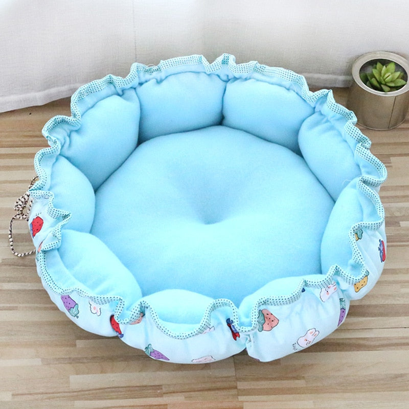 Round Plush Bed, With Adgustable Sides