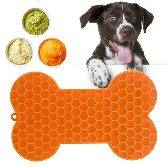 Bone Shaped Lick Mat, With Suction Cups, Great for Bath time