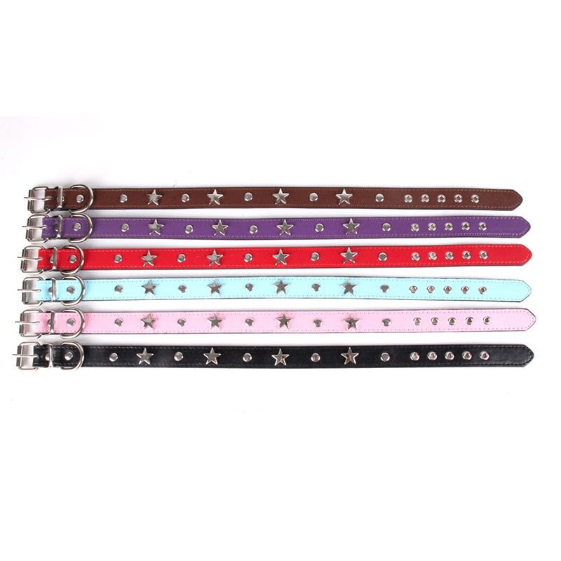 Star studded leather puppy Collars, for small to large breeds