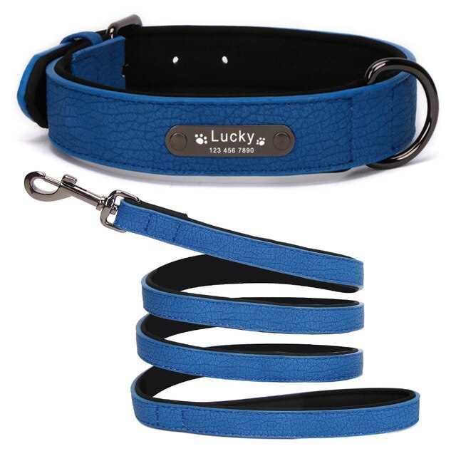 Luxury Custom Wide Leather Dog Collar, with personalized engraving, for small and large breeds