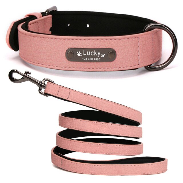 Luxury Custom Wide Leather Dog Collar, with personalized engraving, for small and large breeds