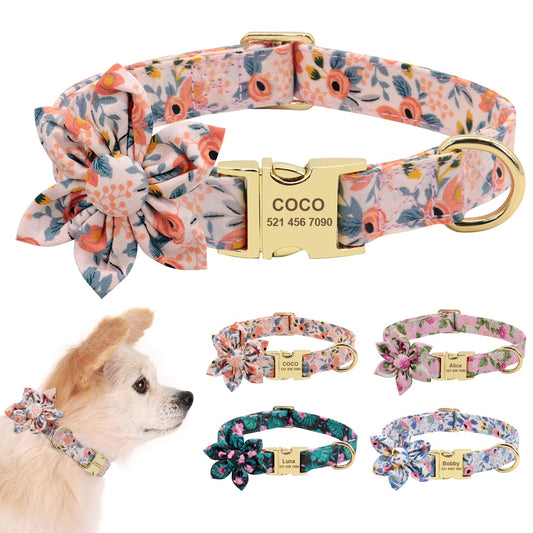 Personalised dog collar and matching lead, for small to large breeds