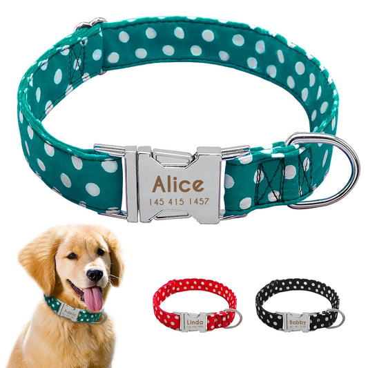 Personazlied spotted dog collar, with engraving, for small to large breeds