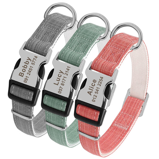 Personalized modern style Dog Collar, with Engraveing, for Small to Large breeds