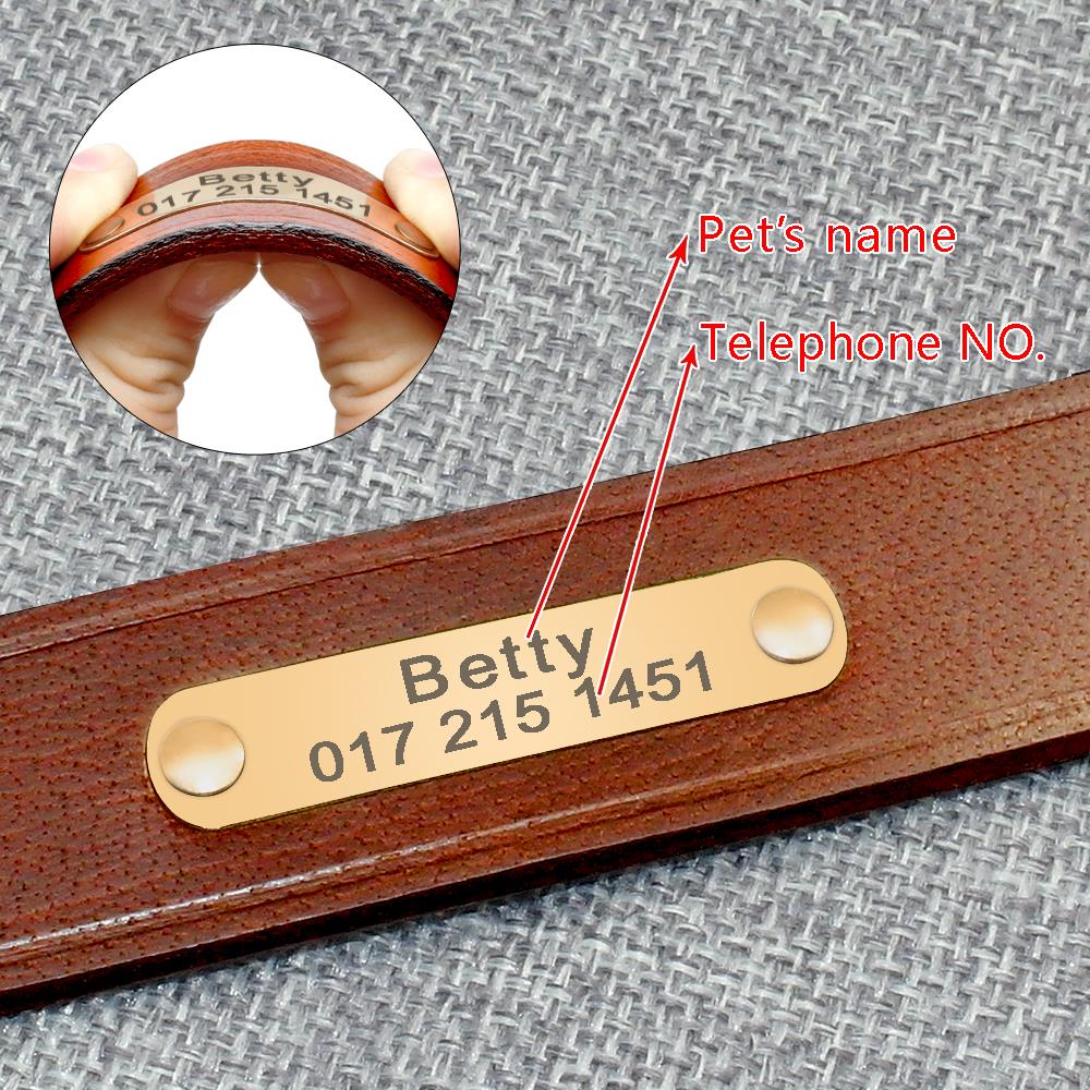 Personalized leather ID tag, free name and phone number engraving