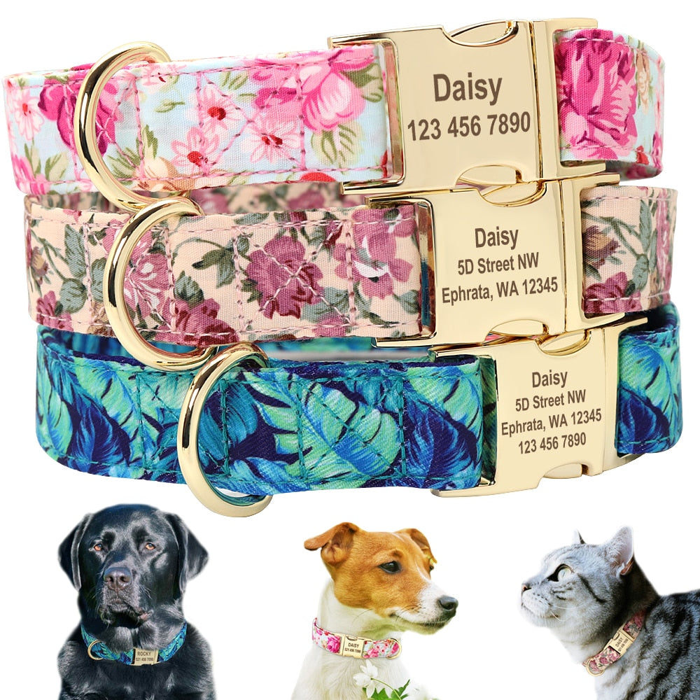 Personalized printed collar, with engraving, for small to large breeds