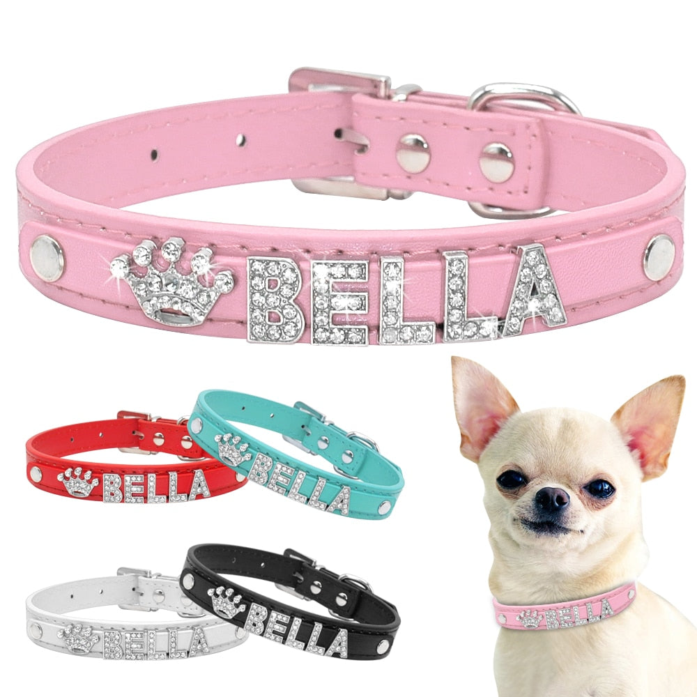 Personalized Rhinestone Puppy Collar, for Small Dogs