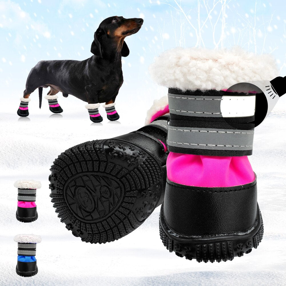 Fleece lined reflective snow boots