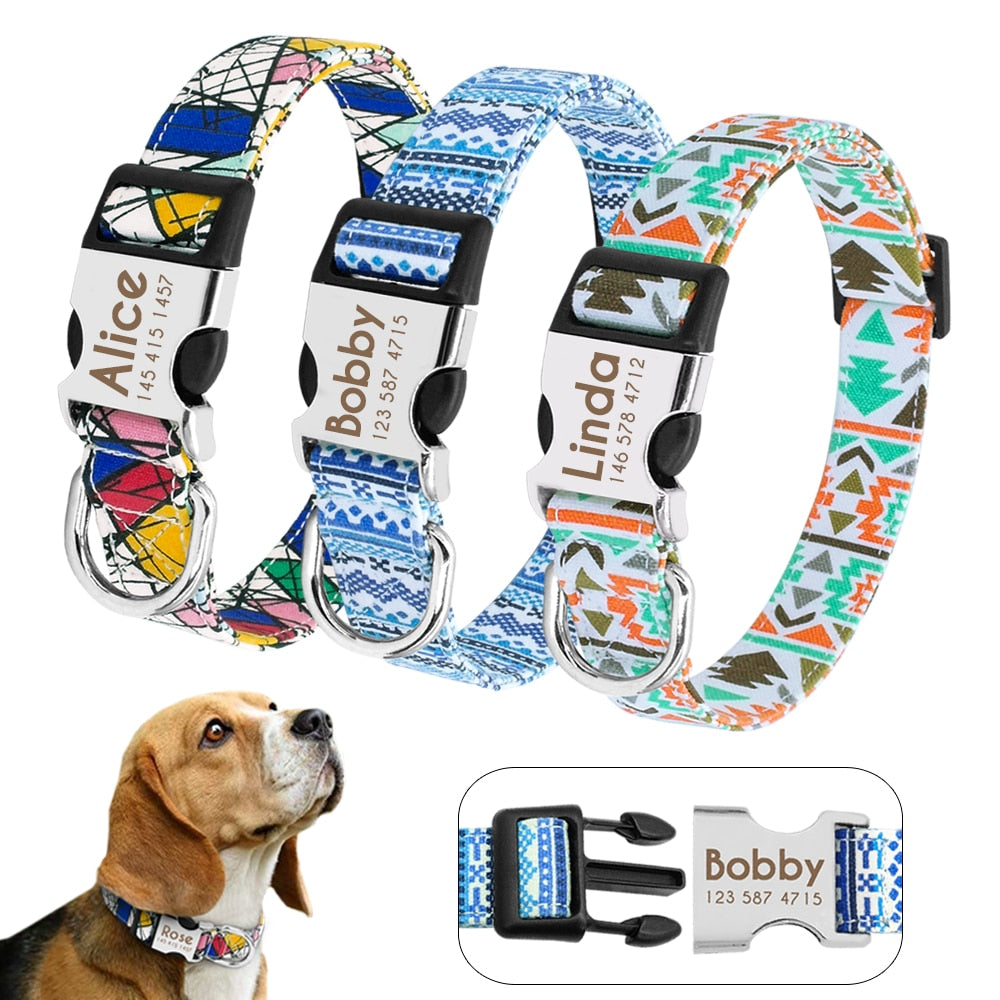 Personalized dog Collar, with Engraveing on buckle, For small to large breeds