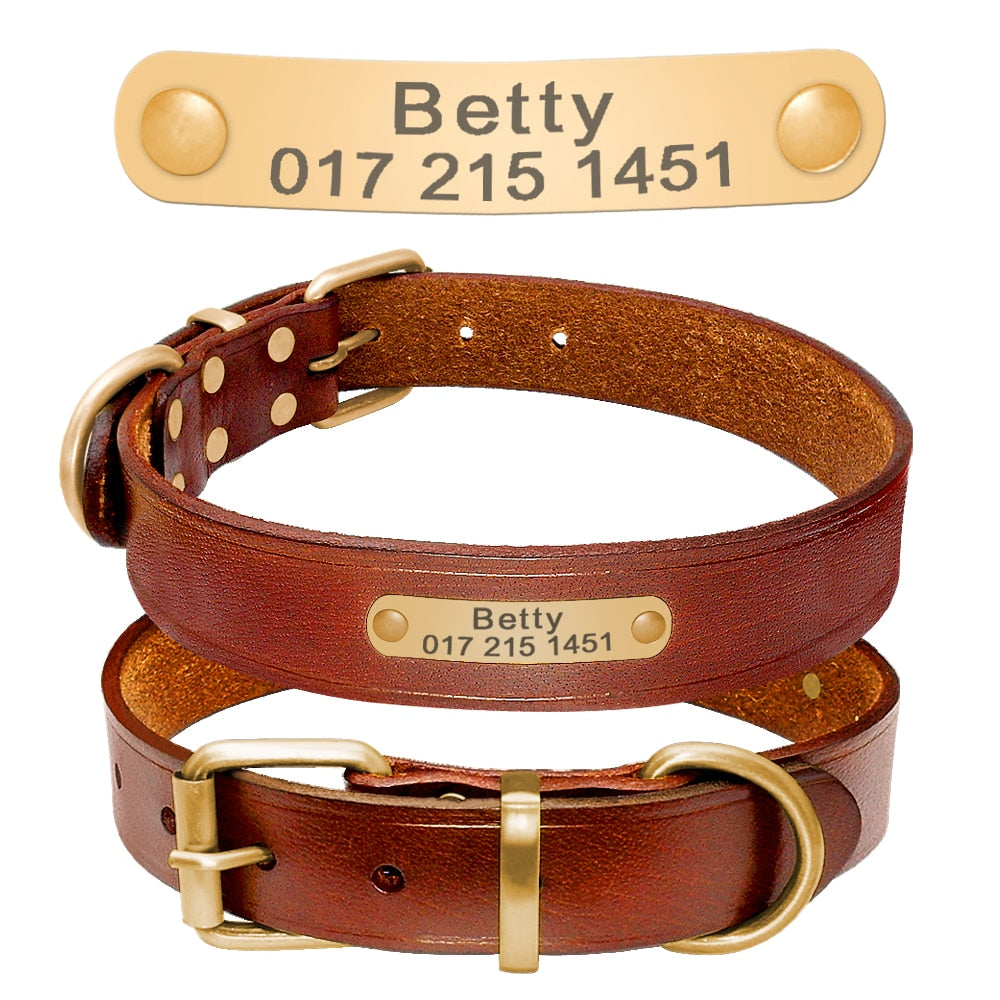 Personalized leather ID tag, free name and phone number engraving