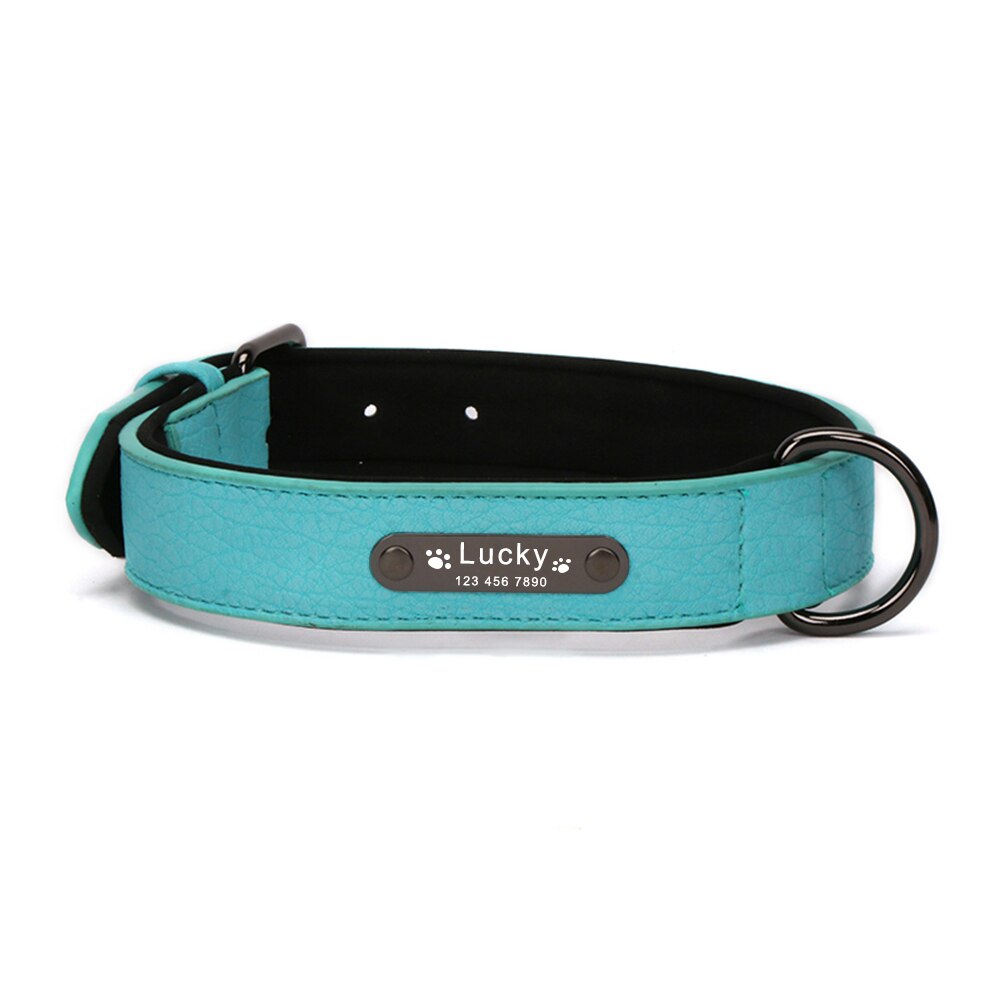 Luxury Custom Wide Leather Dog Collar, with personalized engraving, for small and large breeds