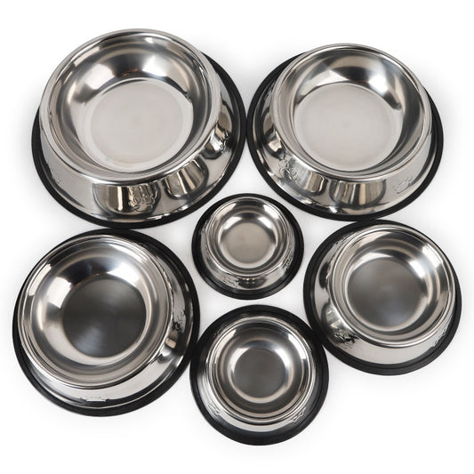 Paw Stainless Steel Dog Bowl, Skidproof, 6 Sizes