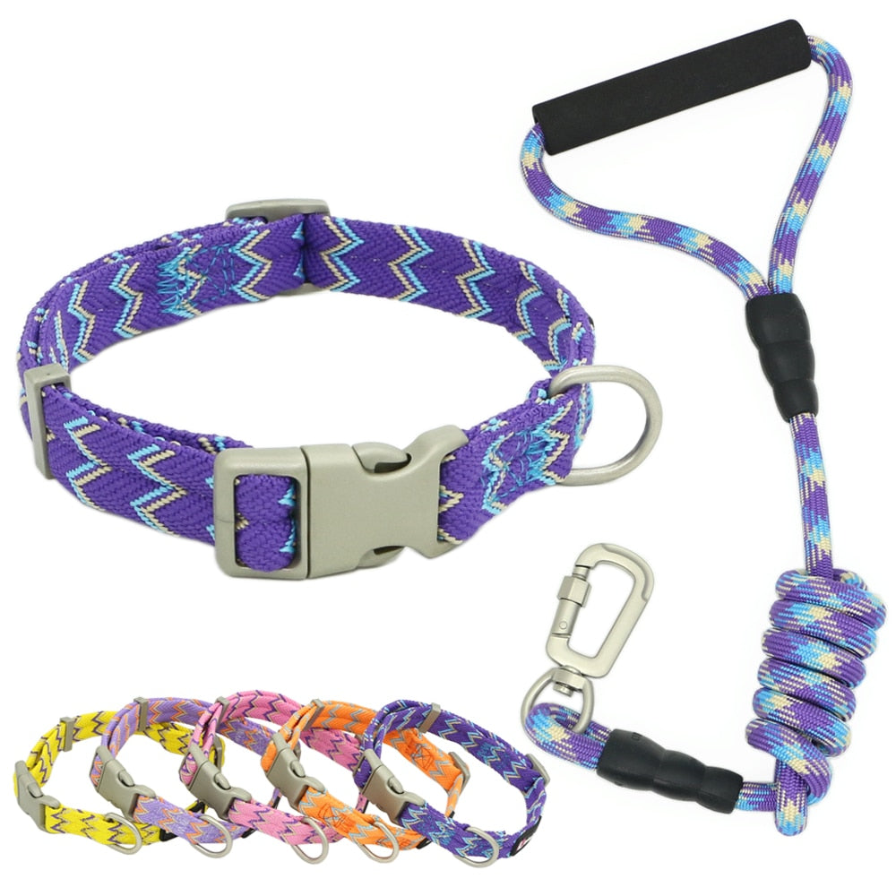 Striking collar and lead set, with comfortable handle for small to extra large breeds