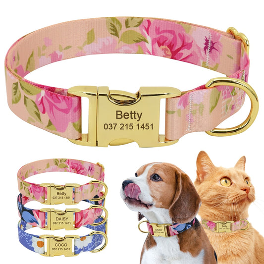 Personalized dog collar ,custom Engraveing, summer vibes, for small to large breeds