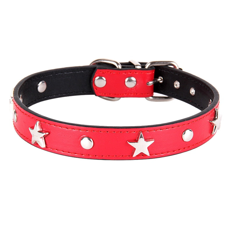 Star studded leather puppy Collars, for small to large breeds