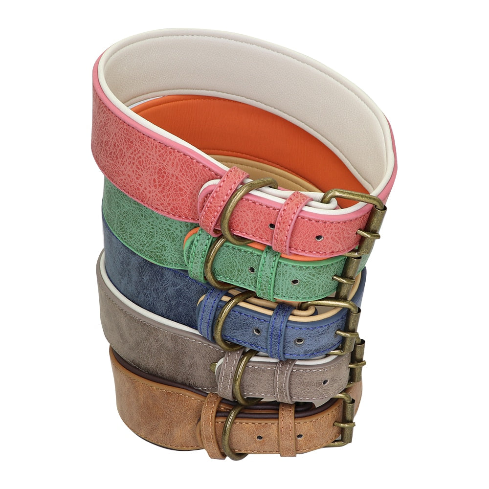 Wide leather padded dog collars, for extra large and XXL breeds