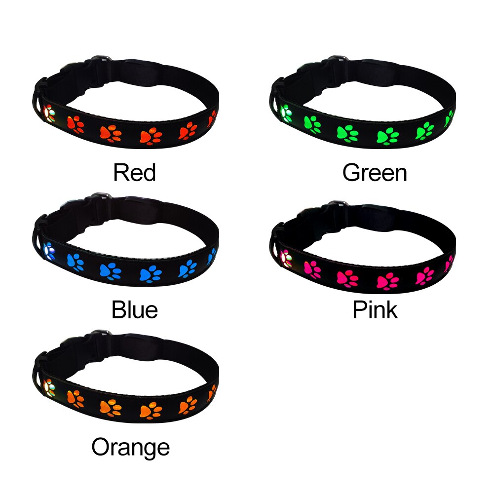 LED paw pattern light Up collar, USB Rechargeable,Adjustable Size,