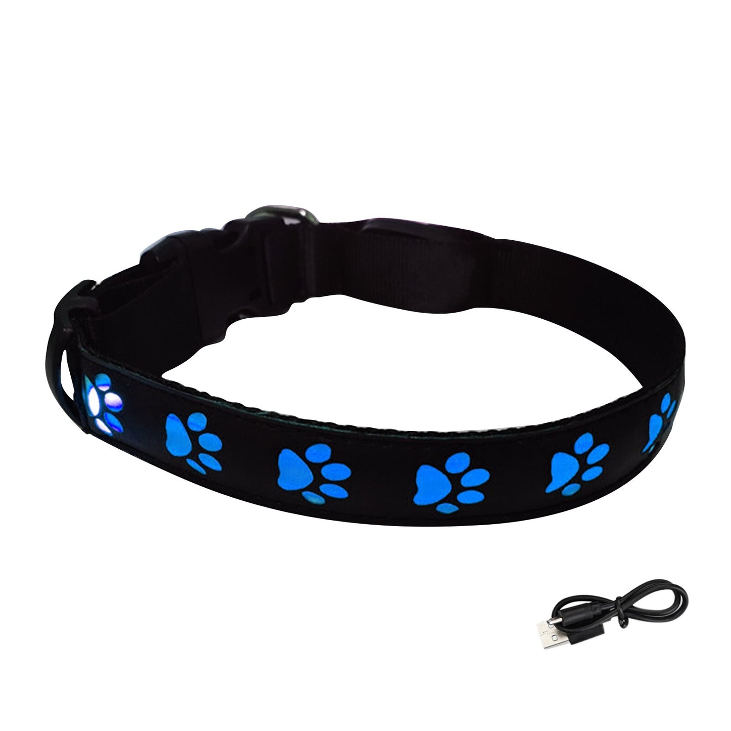 LED paw pattern light Up collar, USB Rechargeable,Adjustable Size,