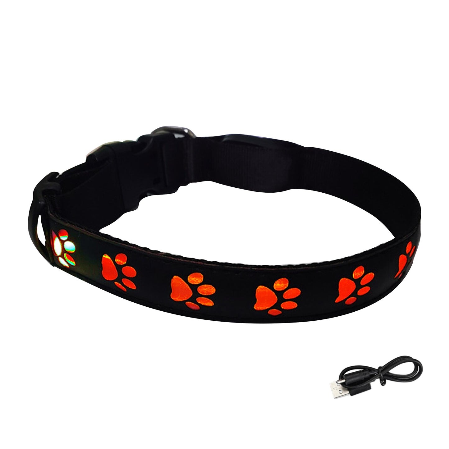 LED paw pattern light Up collar, USB Rechargeable,Adjustable Size,