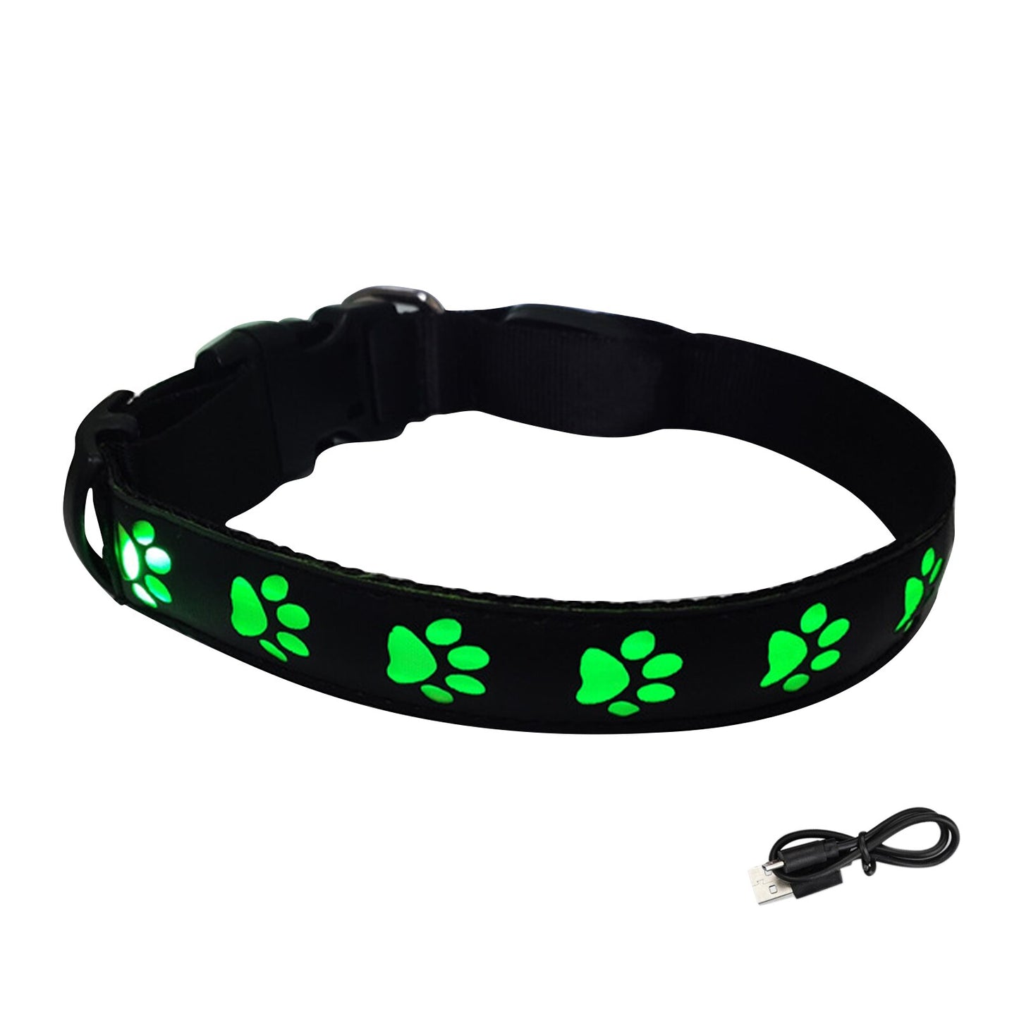 LED paw pattern light Up collar, USB Rechargeable,Adjustable Size,