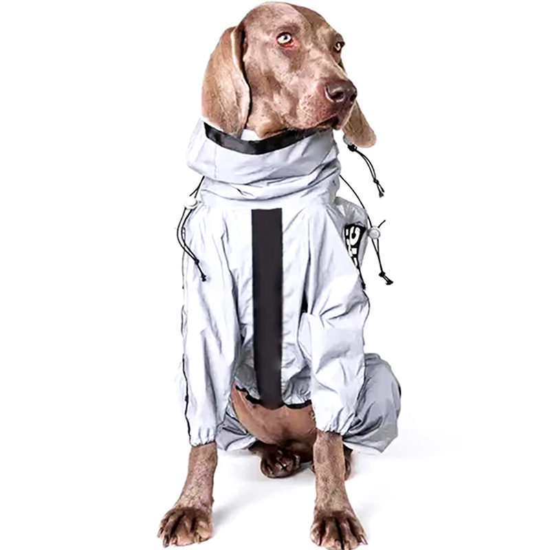 Gray Rain Coat, Jumpsuit Style, With Velcro labels Optional, Large Breeds